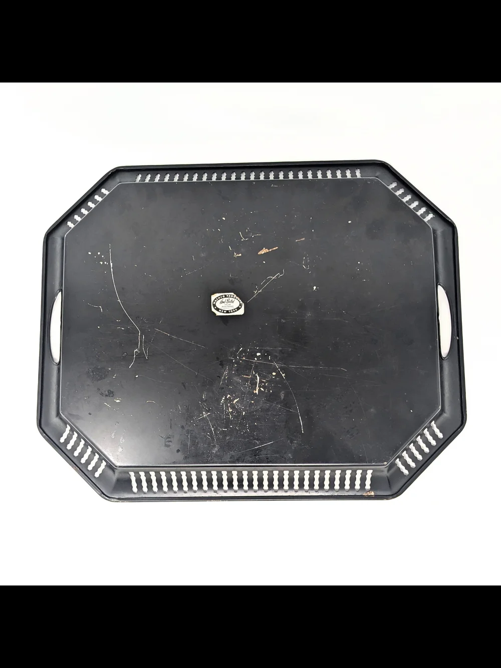 Vintage Nashco Hand-Painted Floral Black Serving Tray